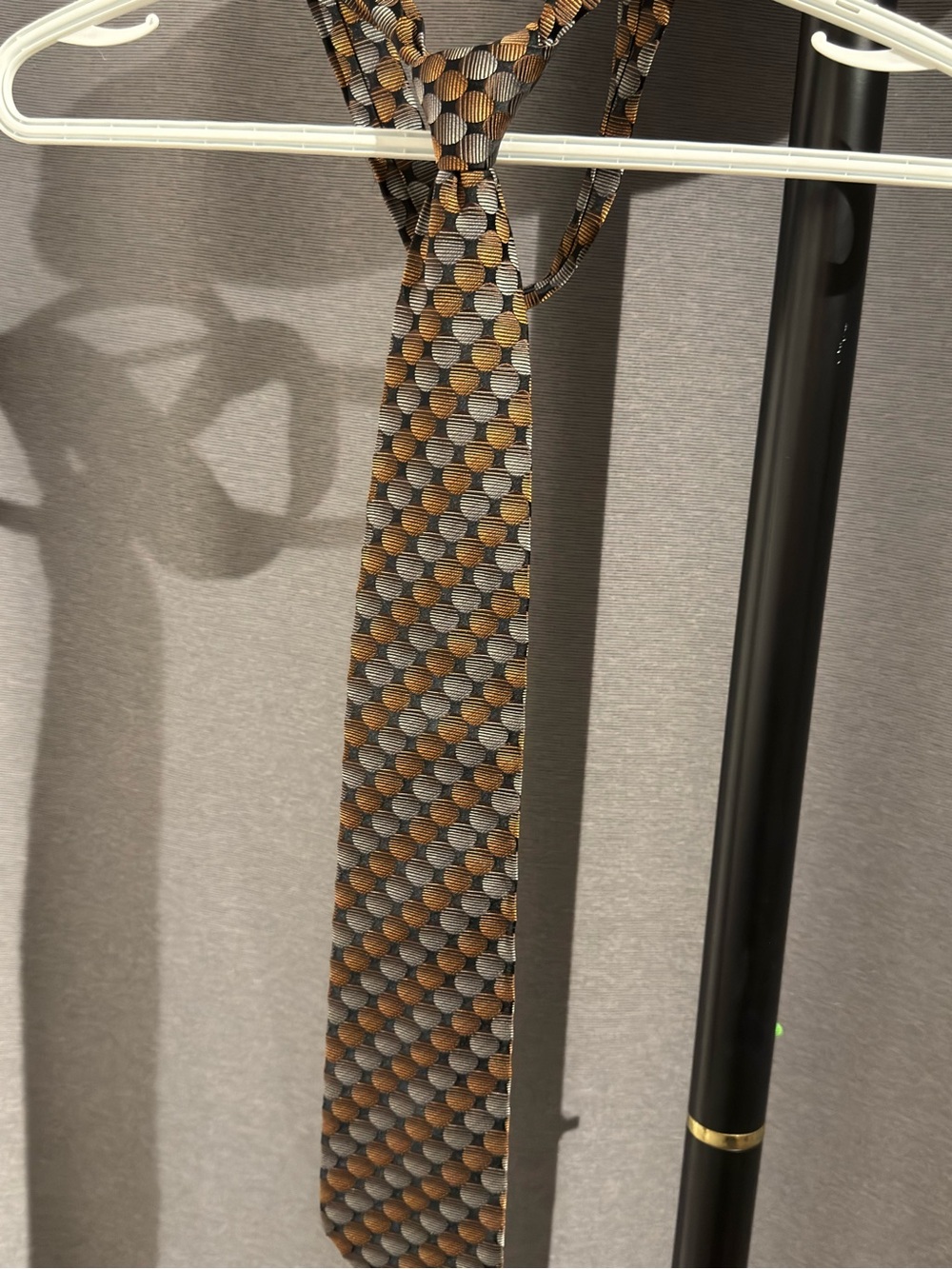 Textured Geometric Brown & Gray Men's Tie